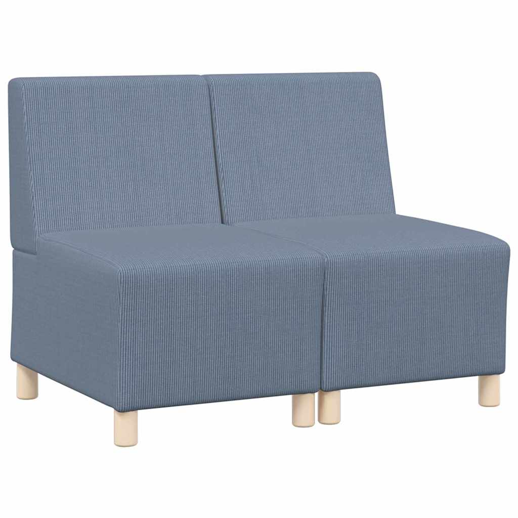 Modular Sofa Unit Armless 2 pcs Blue 55 x 74 x 82 cm